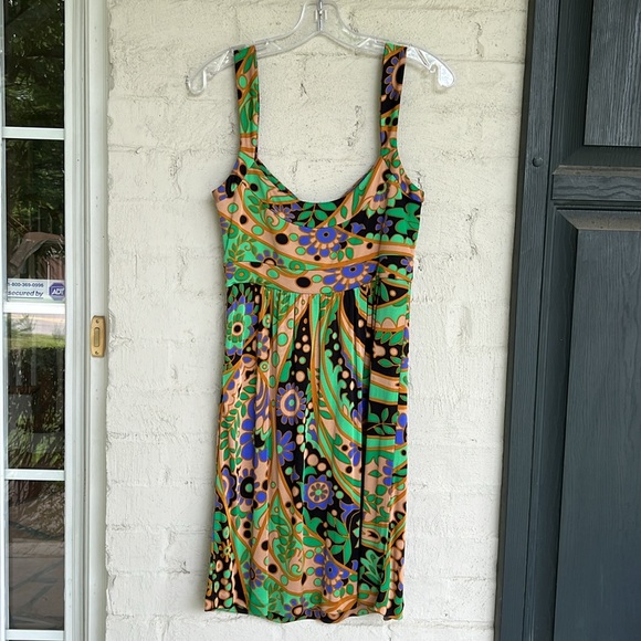 Tibi Floral/Paisley Silk Knit Sweetheart Neck  Mini Dress Size Small - Picture 9 of 16